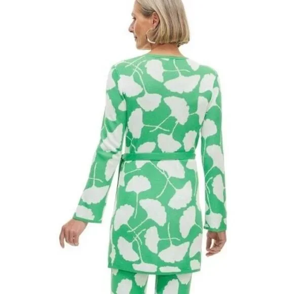 Diane von Furstenburg x Target V-Neck Ginkgo Green Sweater Wrap Top Dress, XXS - Picture 13 of 14